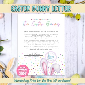 EDITABLE Letter From Easter Bunny, Colorful Printable Easter Letter, Easter Printable, Official Letter from The Desk of the Easter Bunny