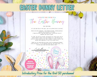 Personalized Easter Bunny Letter, Editable Canva Template, Kids Easter Activity, Digital Download