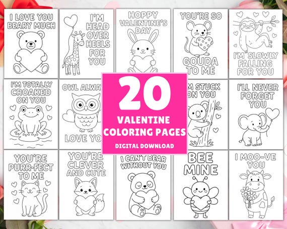 Valentine's Day Coloring Pages, Valentine Coloring Book,  Valentine Craft, Valentine Activities, Kids Coloring In Page, Kids Valentine Art