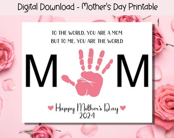 Mother's Day Printable, Mother's Day Handprint Art Mothers Day Gift, Mommy Handprint Art, Activity Page, Mothers Day Craft Activity