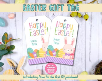 EDITABLE Easter Gift Tags, Easter Printables, Kids Easter Basket ...