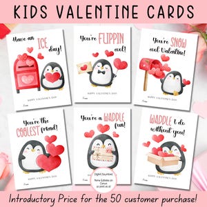 EDITABLE Penguin Valentine Cards, Classroom Valentines Day Cards, Kids Valentines, Girls Valentine, Valentine cards for kids classroom