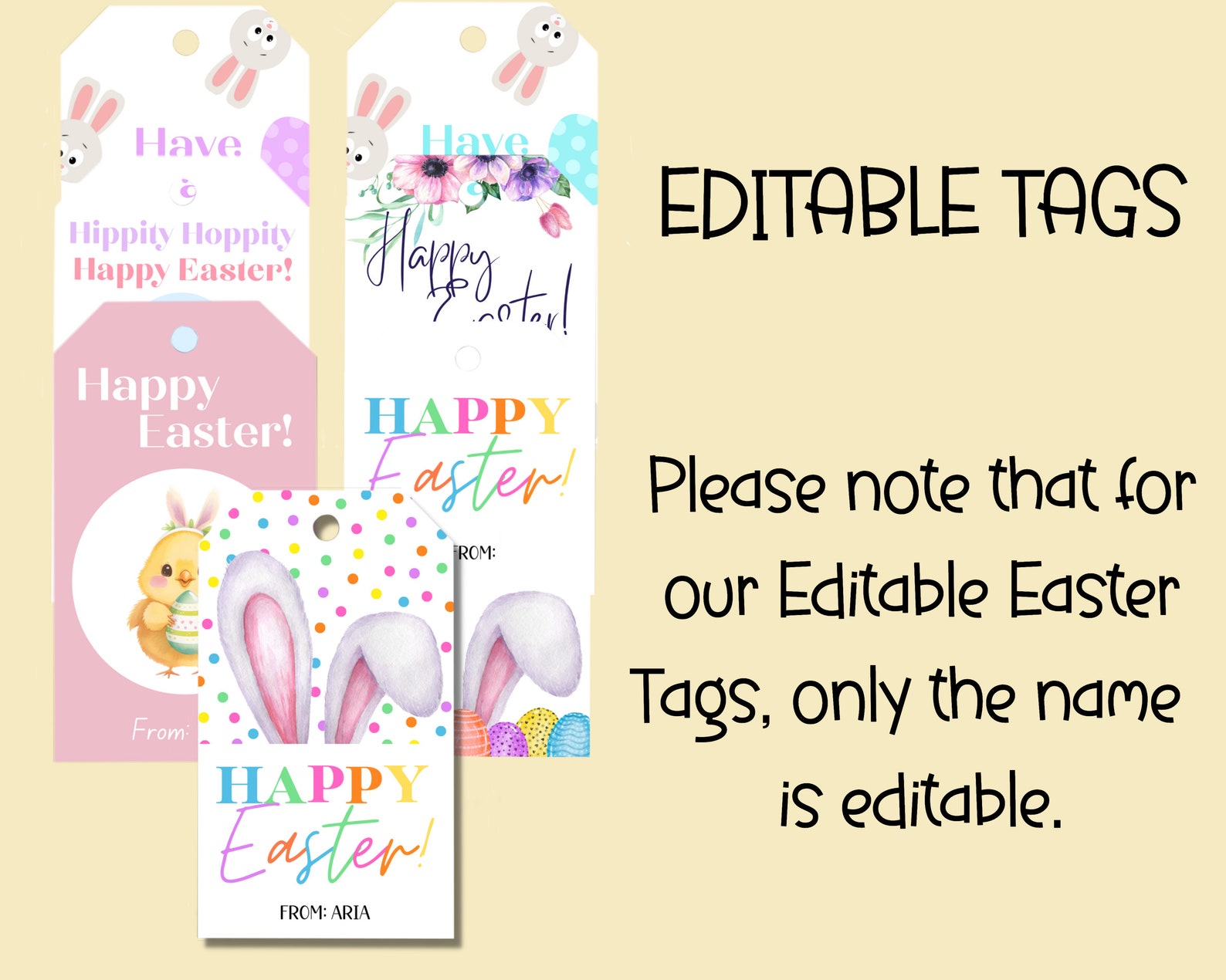 EDITABLE Easter Gift Tags, Easter Printable, Kids Easter Basket ...