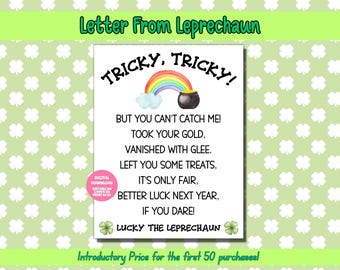 EDITABLE Leprechaun Letter, Leprechaun Trap Letter, Letter From Leprechaun, Leprechaun Note, Kids St Patrick's Day Printable, St Paddy's Day
