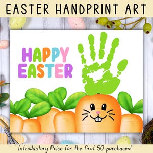 Easter Handprint Art, Preschool Easter Craft, Handprint Art, DIY Easter Craft, Easter Printable, Easter Kids Activity, Easter Keepsake Art
