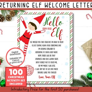 EDITABLE Elf Arrival Letter, Elf Welcome Letter, I'm Back Elf Letter, Elf Return Letter, Elf is Back Letter, Elf Letter Template, Elf Kit