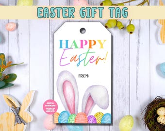 EDITABLE Easter Gift Tags, Easter Printable, Kids Easter Basket, Printable Easter Basket Tags,  Printable Treat Bag Tag, Easter Tag