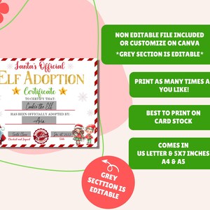 EDITABLE Elf Adoption Certificate, Multiple Elves, Letter From Your Elf ...