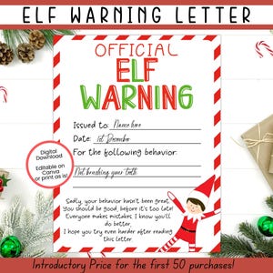 EDITABLE Elf Warning, Elf Behaviour Letter, Elf Naughty Letter Elf Report Warning Notice, Elf Printable, Santa Warning Letter, Elf Letter