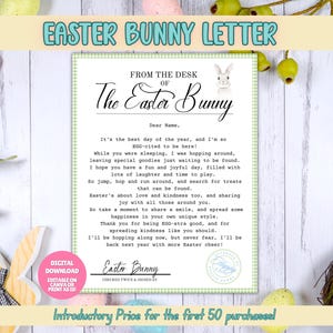 EDITABLE Letter From Easter Bunny, Green Printable Easter Bunny Letter, Easter Printables, Official Letter from The Desk of the Easter Bunny
