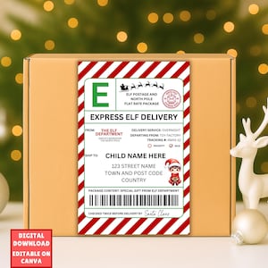 EDITABLE Elf Shipping Label, North Pole Delivery Tags, Santa Mail, Official Santa Delivery Tag, North Pole Sticker, Elf Arrival Package