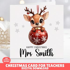 Tarjeta de Navidad para profesor/a EDITABLE, Tarjeta de Navidad personalizada para profesor/a, Tarjeta de Navidad para profesor/a, Regalo de Navidad para profesor/a, Navidad para profesor/a