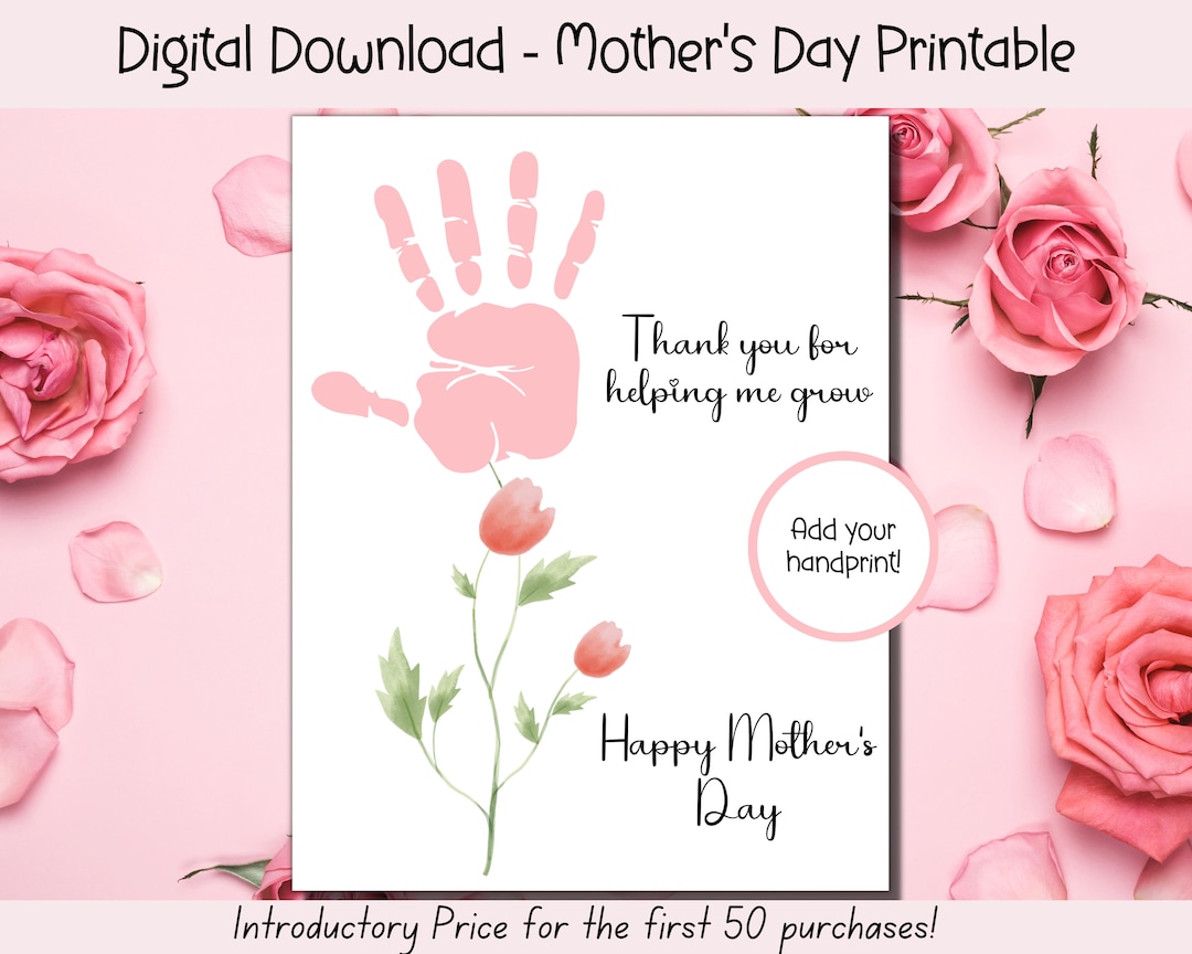 Mother's Day Printable, Mother's Day Handprint Art Mothers Day Gift ...