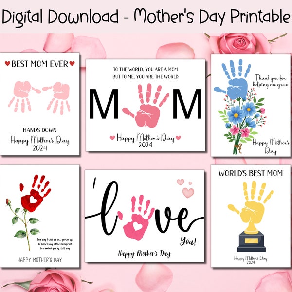 Mother's Day Printable Bundle, Mother's Day Handprint Art Mothers Day Gift, Mommy Handprint Art, Activity Page, Mothers Day Craft Activity