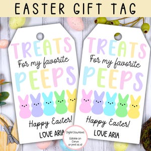Étiquettes modifiables pour cadeaux de Pâques Peeps, Peeps Pâques imprimable, panier de Pâques pour enfants, étiquette de panier de Pâques imprimable, étiquette de gâterie imprimable, étiquette de Pâques