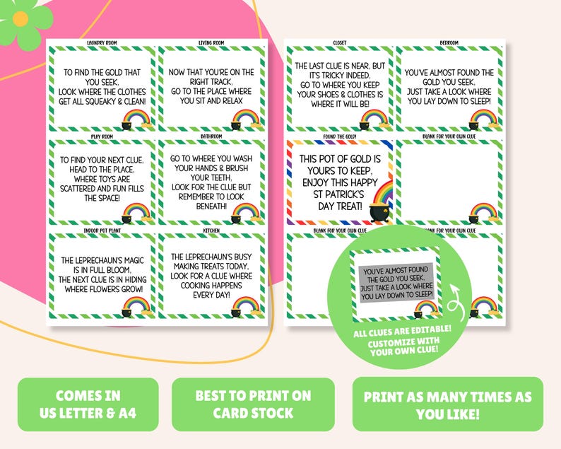 EDITABLE St Patrick's Day Treasure Hunt, Leprechaun Games, Leprechaun ...