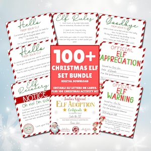 EDITABLE Elf Letter Set,  Elf Welcome Letter, Elf Goodbye Letter, Elf Rules, Elf Warning, Elf Adoption, Elf Printable, Elf Accessories