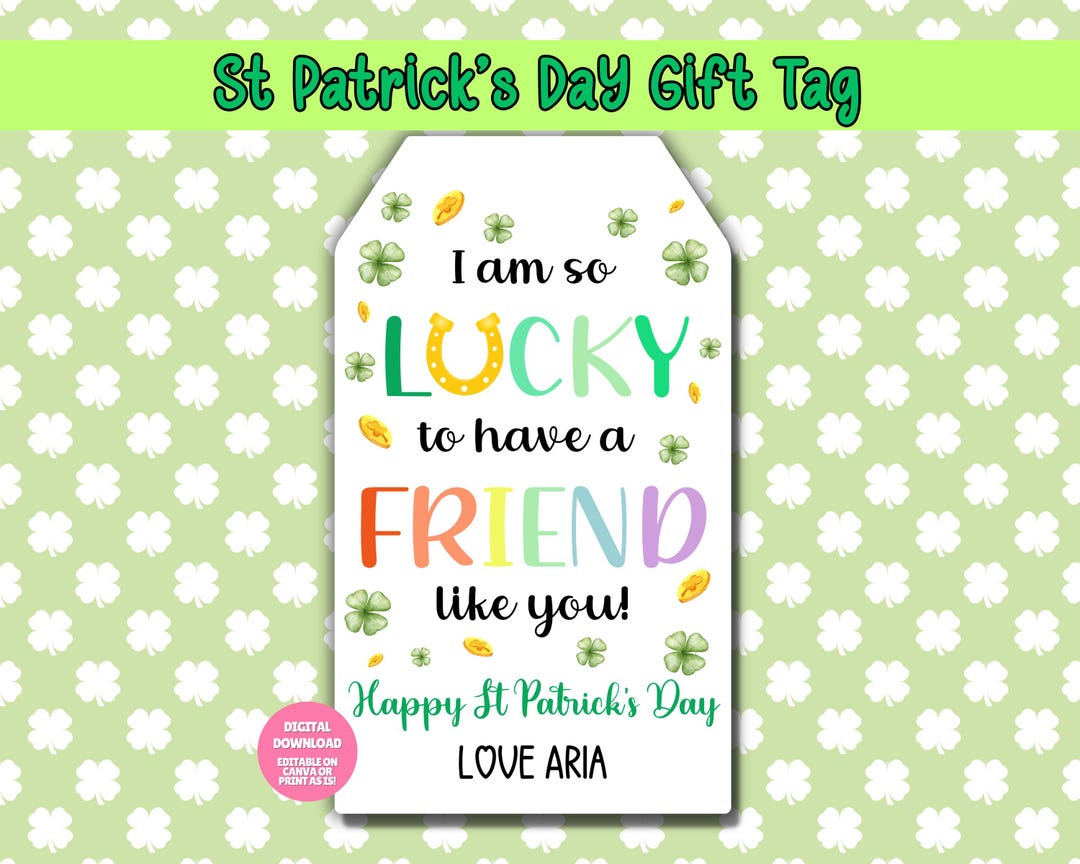 EDITABLE St Patrick's Gift Tag, St Patricks Day Gift, St Patricks Day ...