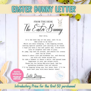 EDITABLE Letter From Easter Bunny, Pink Printable Easter Bunny Letter, Easter Printables, Official Letter from The Desk of the Easter Bunny