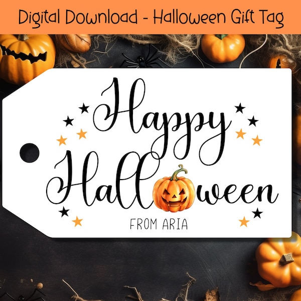 EDITABLE Halloween Gift Tag, Halloween Favor Tag, Trick or Treat Favor Tag, Halloween Treat Tags, Trick or Treat Bag Tag, Halloween Party