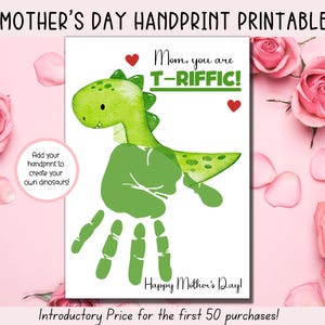 Muttertag druckbare, Dinosaurier Handabdruck Kunst, Geschenk zum Muttertag Handabdruck Kunst, Aktivitätsseite, Mama Handwerk Aktivität