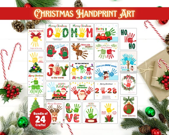 Christmas Handprint Art Bundle, Christmas Craft, Christmas Activities, Winter Handprint Art, Kids Christmas Art Bundle, Kids Handprint Art