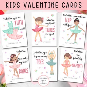 EDITABLE Printable Ballet Valentine Cards, Classroom Valentines Day Cards, Kids Valentines, Valentine cards for kids classroom, Dance