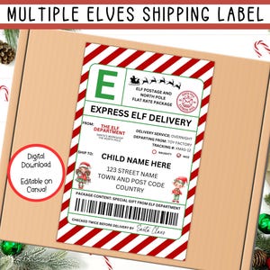 EDITABLE Elf Shipping Label, North Pole Delivery Tags, Santa Mail, Official Santa Delivery Tag, North Pole Sticker, Elf Arrival Package
