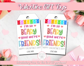 EDITABLE Gummy Bear Valentine Gift Tags, Printable Kids Valentine Tags, Classroom Valentines Gift Tags, Printable Valentines, Preschool
