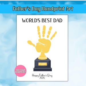 Father's Day Printable, World's Best Dad Handprint Art, Fathers Day Gift, Fathers Day Handprint Art, Activity Page, Daddy Craft Activity