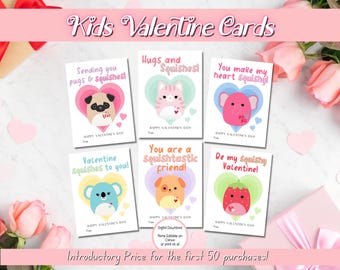 EDITABLE Squish Valentine Cards, Classroom Valentines Day Cards, Kids Valentines, Valentine cards for kids classroom, Squishy Valentine