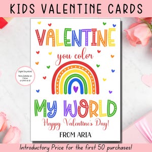 EDITABLE Printable Rainbow Valentines Cards, Classroom Valentines Day Cards, Kids Valentines, Rainbow Friends Valentines Day Cards, Gift Tag