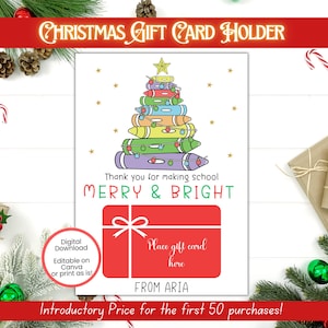 EDITABLE Printable Christmas Gift Card Holder, Teacher Christmas Card, Teacher Gift Card Christmas, Teacher Christmas Gift, Coffee Gift Card