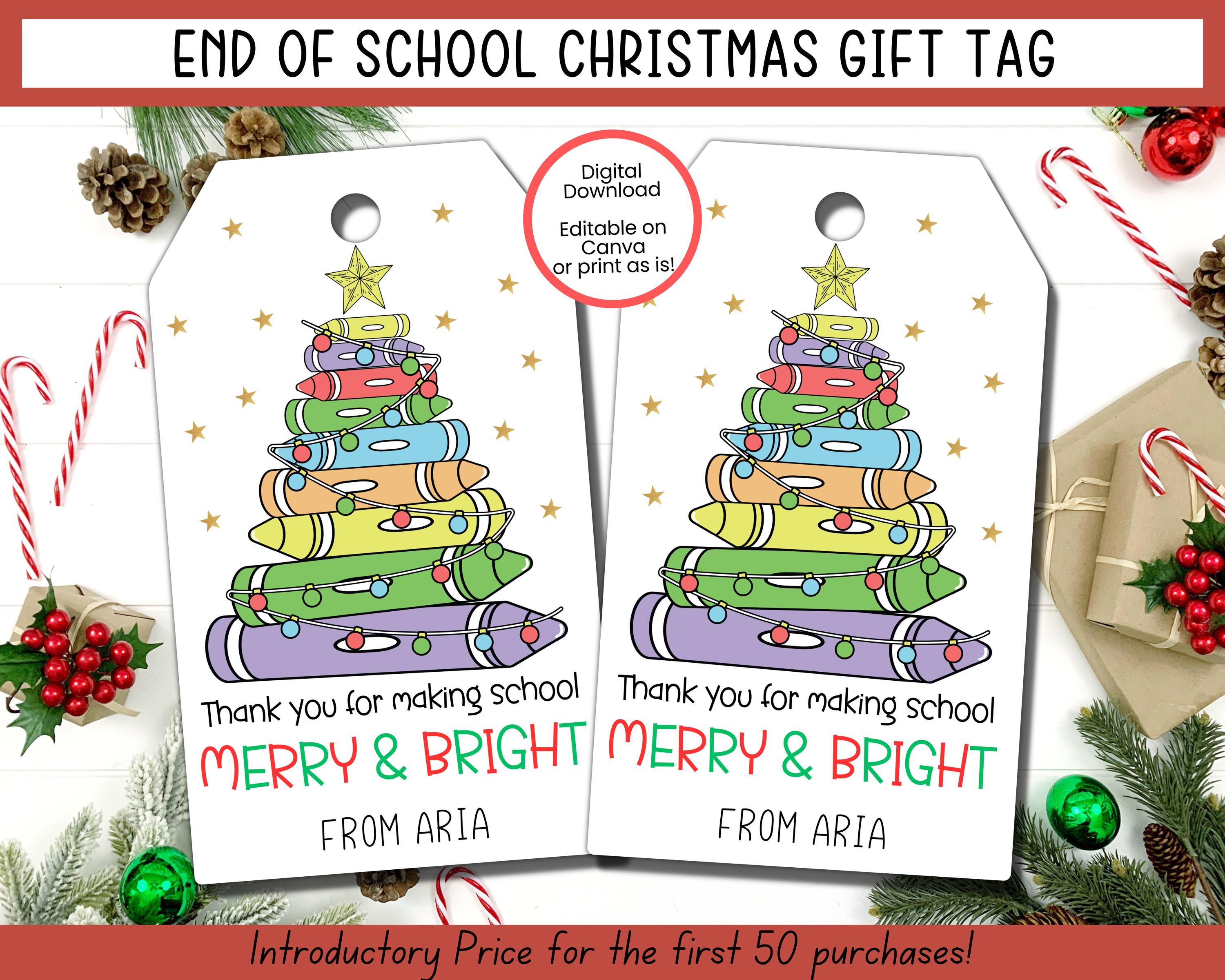 EDITABLE Christmas Teacher Appreciation Gift Tag, Christmas School Gift ...