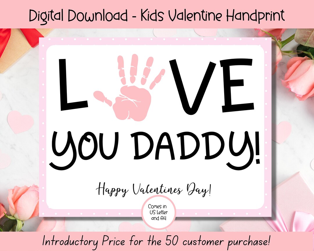 Printable Valentines Craft to Dad, Daddy Valentine's Cards, Kids ...