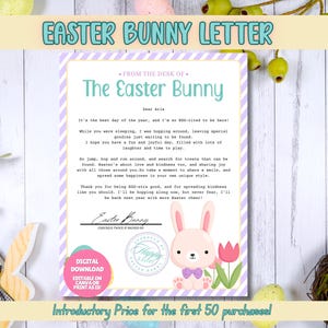 EDITABLE Letter From Easter Bunny, Purple Printable Easter Bunny Letter, Easter Printable, Official Letter from The Desk of the Easter Bunny