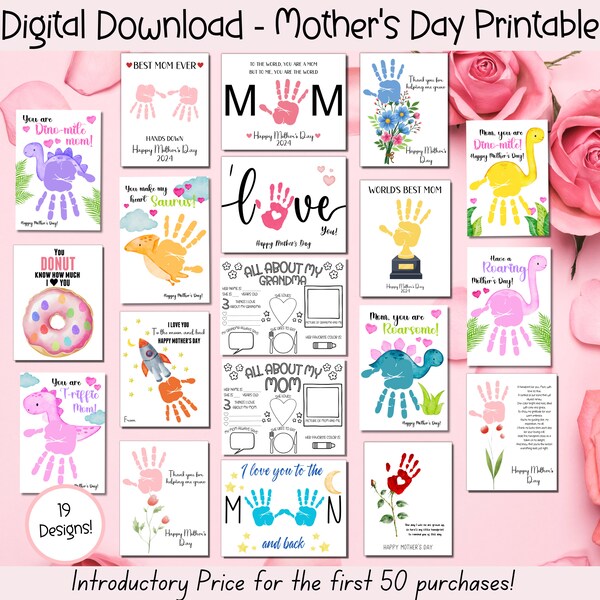 Mother's Day Printable Bundle, Mother's Day Handprint Art Mothers Day Gift, Mommy Handprint Art, Mothers Day Craft Activity, All about Mom