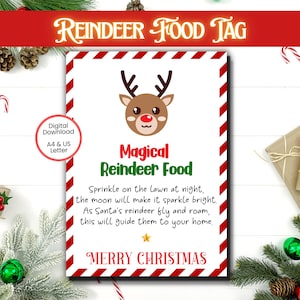 Etiquettes magiques pour nourriture renne, nourriture pour renne, étiquettes magiques imprimables pour nourriture renne, nourriture pour renne de Noël, nourriture magique pour renne, étiquette imprimable
