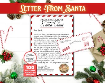 Letter from Santa On Christmas Morning, Printable Santa Stationary, Official Santa Letterhead Stationary, Official Santa Stamped Envelope