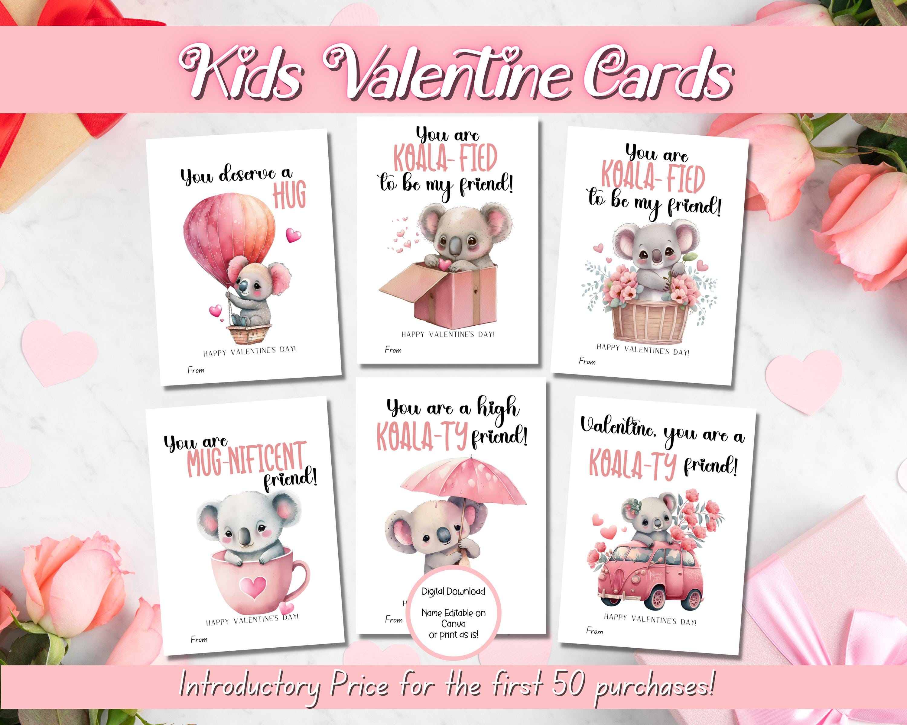 EDITABLE Koala Valentine Cards, Classroom Valentines Day Cards, Kids ...