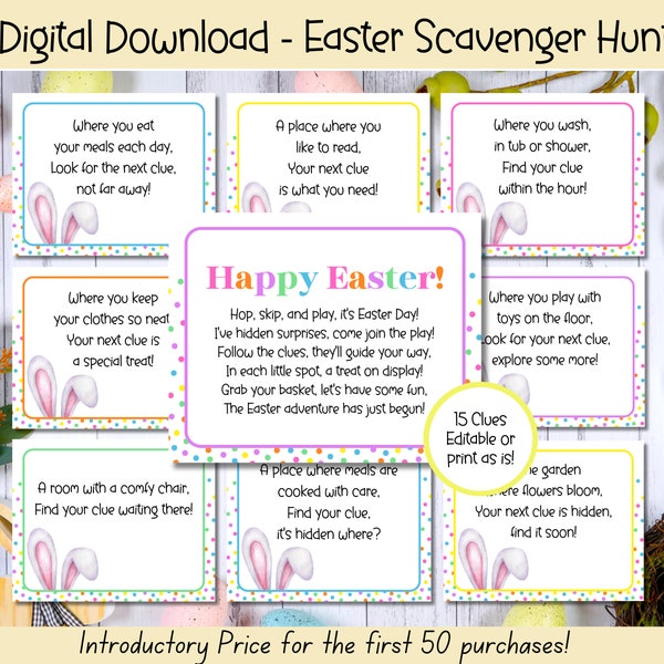 EDITABLE Easter Treasure Hunt, Easter Scavanger Hunt, Easter Games, Easter Egg Hunt, Kids Easter Activities, Easter Printable, Kids Easter