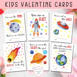 EDITABLE Printable Space Valentine Cards, Classroom Valentines Day Cards, Kids Valentines, Valentine cards for kids classroom