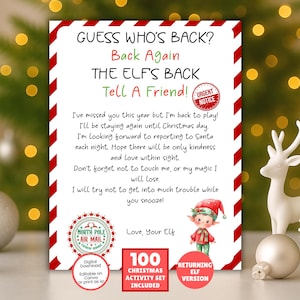 EDITABLE Elf Arrival Letter, Elf Welcome Letter, I'm Back Elf Letter, Elf Return Letter, Elf is Back Letter, Elf Letter Template, Elf Kit