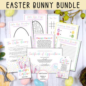 Lot lapin de Pâques, étiquette d'appât coloré lapin de Pâques, lettre de lapin de Pâques, certificat de lapin de Pâques, étiquettes cadeaux de Pâques, pages d'activités de Pâques