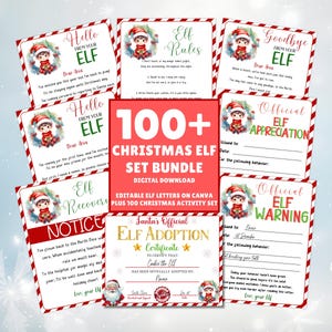 EDITABLE Elf Letter Set,  Elf Welcome Letter, Elf Goodbye Letter, Elf Rules, Elf Warning, Elf Adoption, Elf Printable, Elf Accessories