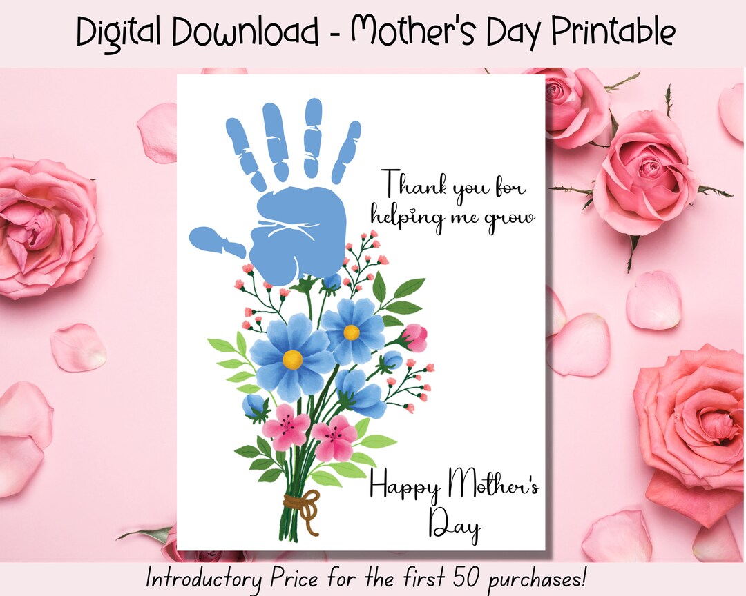Mother's Day Printable, Mother's Day Handprint Art Mothers Day Gift ...