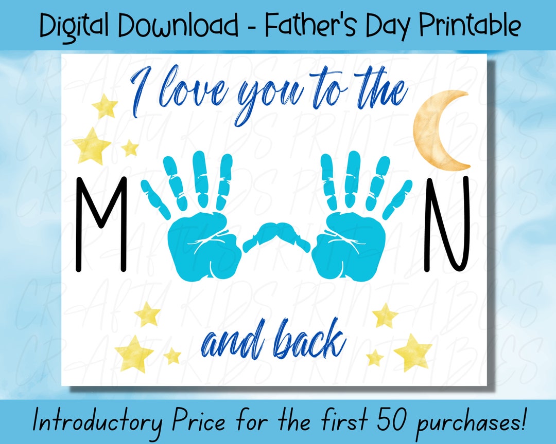 Father's Day Printable I Love You Dad Handprint Art - Etsy