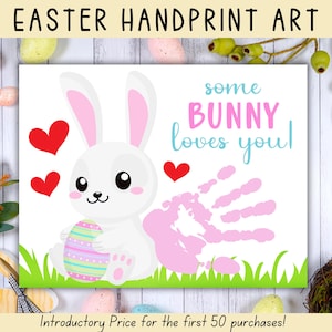 Easter Handprint Art, Preschool Easter Craft, Handprint Art, DIY Easter Craft, Easter Printable, Easter Kids Activity, Easter Keepsake Art