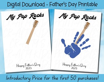 Father's Day Printable, My Pop Rocks Handprint Art, Fathers Day Gift, Fathers Day Handprint Art, Activity Page, Daddy Craft Activity