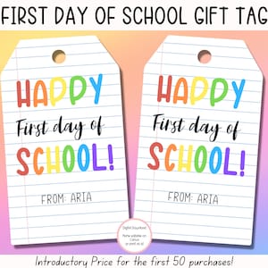 EDITABLE First Day Of School Gift Tag, Back To School Gift Tag, Teacher Thank You Gift Tags, First Day Of School Printable, Preschool